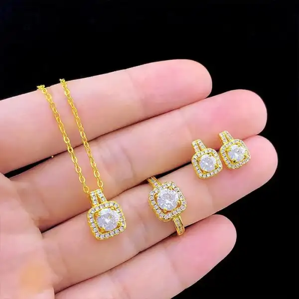 FASHION JEWELRY THREE-PIECE FASHION MICRO INLAID ZIRCON SUIT EARRINGS FOR WOMEN