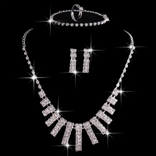 HAO YUE JEWELRY SET, FOREIGN TRADE EXPLOSION JEWELRY, BRIDAL JEWELRY FOUR SETS, WEDDING MATCH CRYSTAL JEWELRY SET