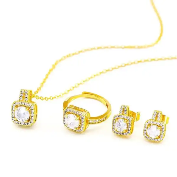FASHION JEWELRY THREE-PIECE FASHION MICRO INLAID ZIRCON SUIT EARRINGS FOR WOMEN - Image 2