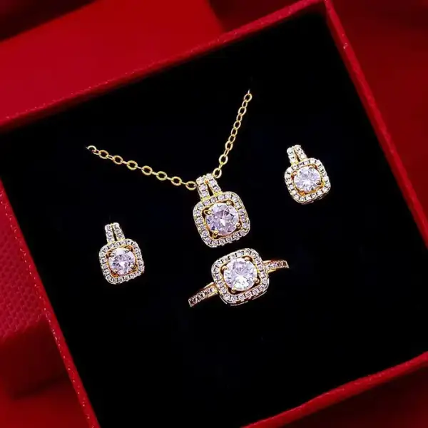 FASHION JEWELRY THREE-PIECE FASHION MICRO INLAID ZIRCON SUIT EARRINGS FOR WOMEN - Image 6