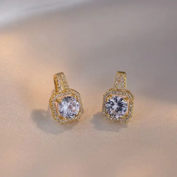 FASHION JEWELRY THREE-PIECE FASHION MICRO INLAID ZIRCON SUIT EARRINGS FOR WOMEN - Image 4
